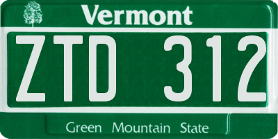 VT license plate ZTD312