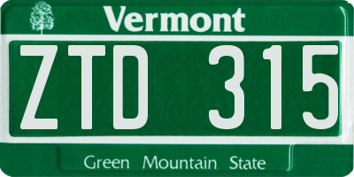 VT license plate ZTD315