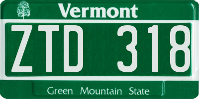 VT license plate ZTD318