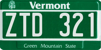 VT license plate ZTD321