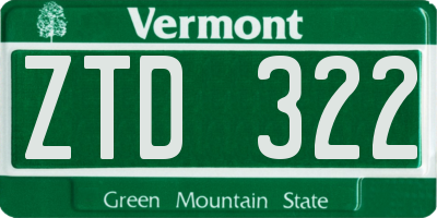 VT license plate ZTD322