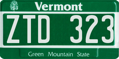 VT license plate ZTD323