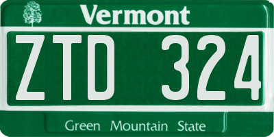 VT license plate ZTD324