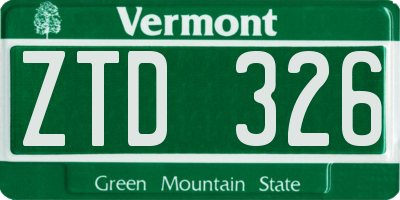 VT license plate ZTD326
