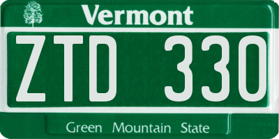VT license plate ZTD330