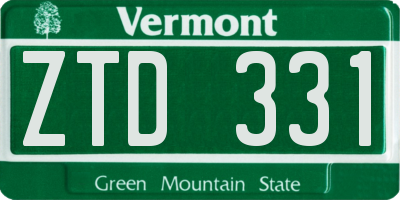 VT license plate ZTD331