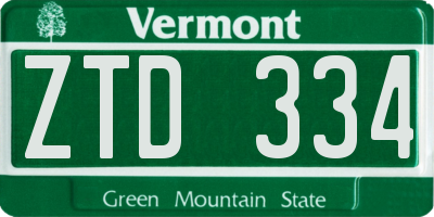 VT license plate ZTD334