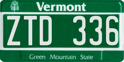 VT license plate ZTD336