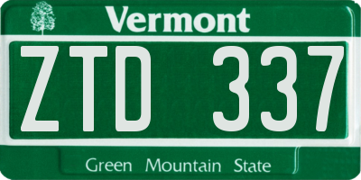VT license plate ZTD337
