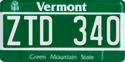 VT license plate ZTD340