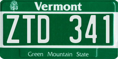VT license plate ZTD341