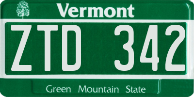 VT license plate ZTD342