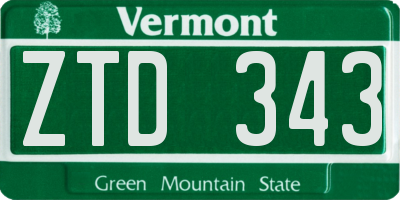 VT license plate ZTD343