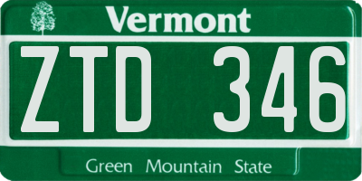 VT license plate ZTD346