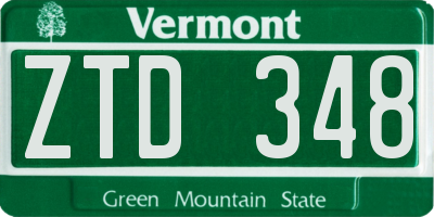VT license plate ZTD348