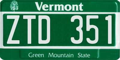 VT license plate ZTD351