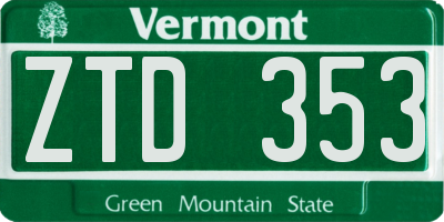VT license plate ZTD353