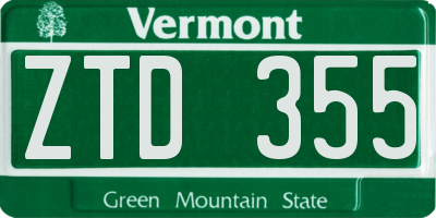 VT license plate ZTD355
