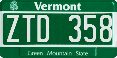 VT license plate ZTD358