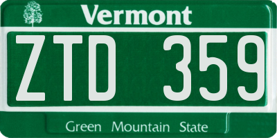 VT license plate ZTD359
