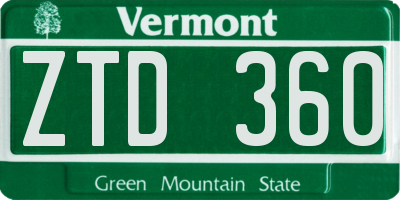 VT license plate ZTD360