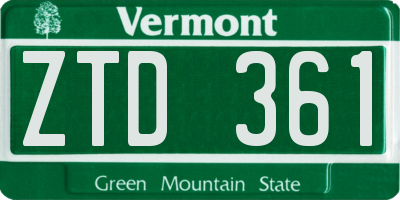 VT license plate ZTD361