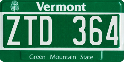 VT license plate ZTD364
