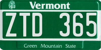 VT license plate ZTD365