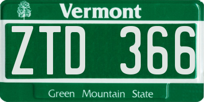 VT license plate ZTD366