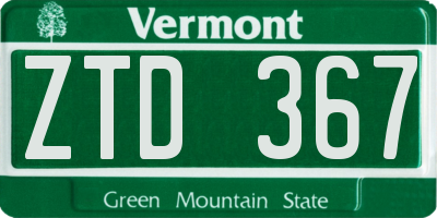 VT license plate ZTD367