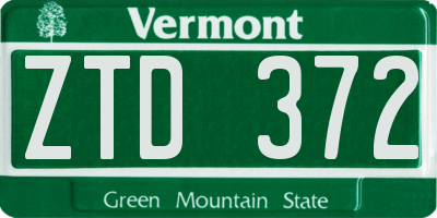 VT license plate ZTD372