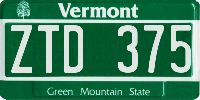 VT license plate ZTD375
