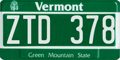 VT license plate ZTD378