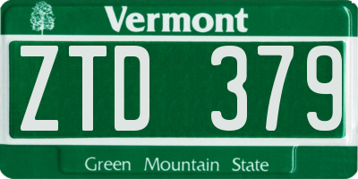 VT license plate ZTD379