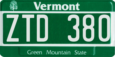 VT license plate ZTD380