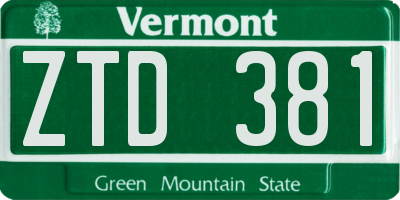 VT license plate ZTD381