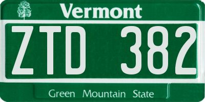 VT license plate ZTD382