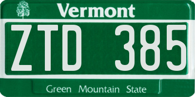 VT license plate ZTD385