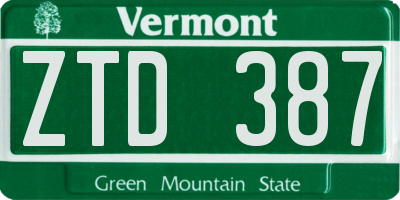 VT license plate ZTD387