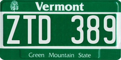 VT license plate ZTD389