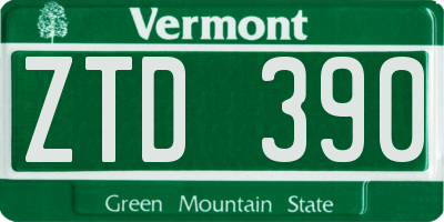 VT license plate ZTD390