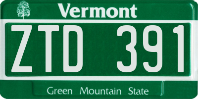 VT license plate ZTD391