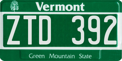 VT license plate ZTD392