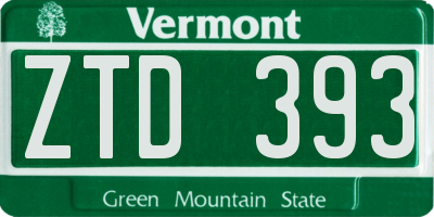 VT license plate ZTD393