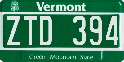 VT license plate ZTD394