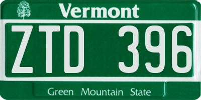 VT license plate ZTD396