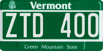 VT license plate ZTD400