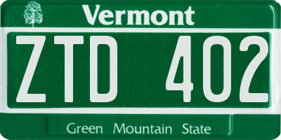 VT license plate ZTD402