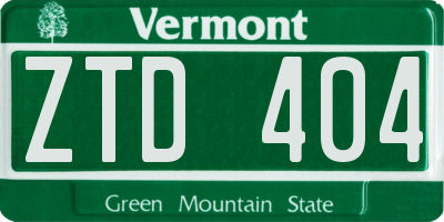 VT license plate ZTD404