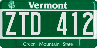 VT license plate ZTD412